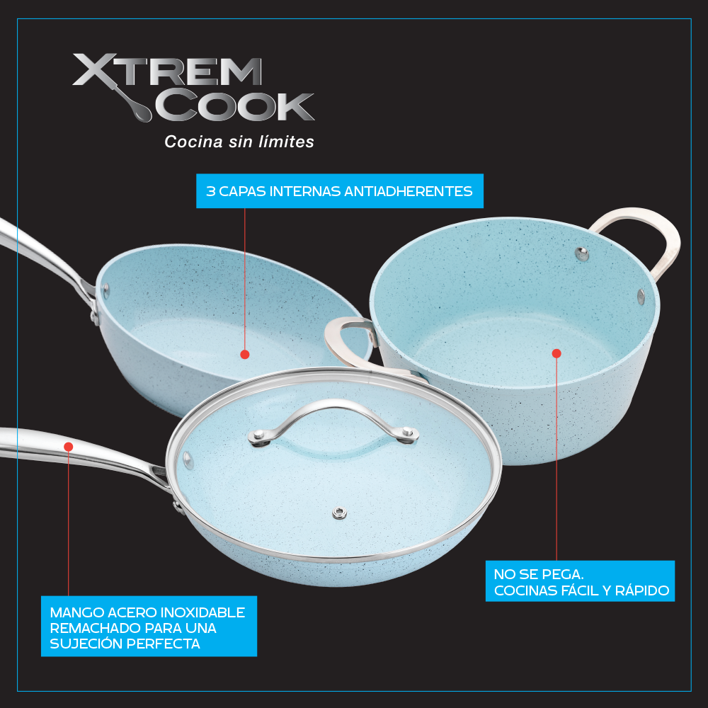 Xtrem Cook™ Ceramic Series – Edición "Celeste Tech" (4 Pcs)