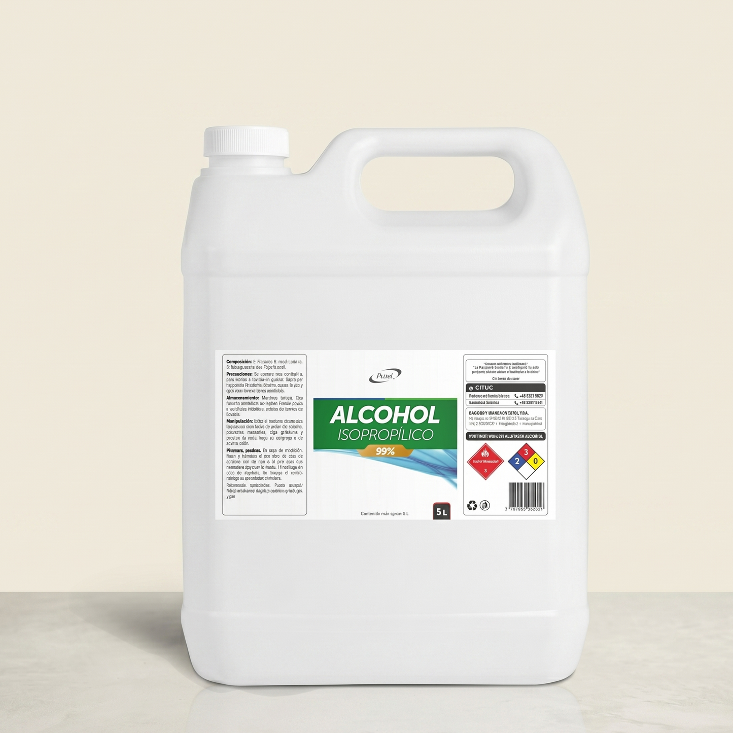 Alcohol Isopropílico 99% (5 Litros) - Venta por Caja (2-4 Unidades)