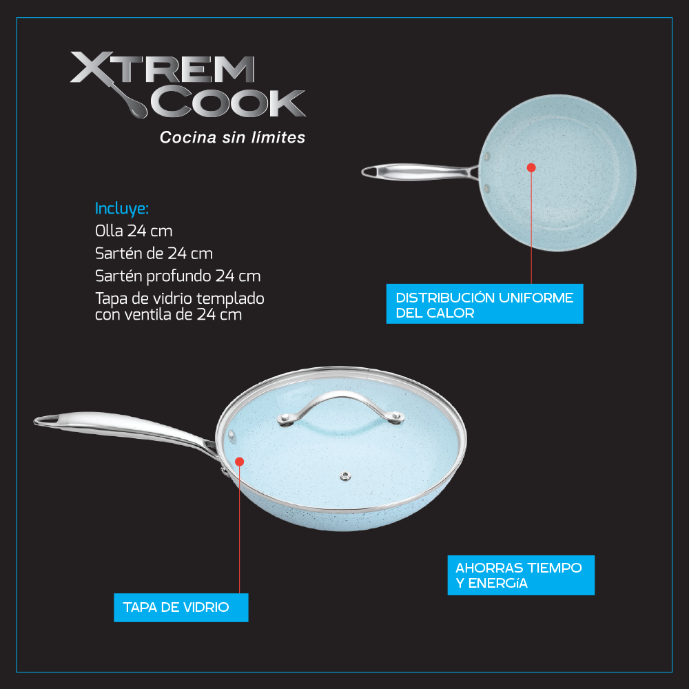 Xtrem Cook™ Ceramic Series – Edición "Celeste Tech" (4 Pcs)
