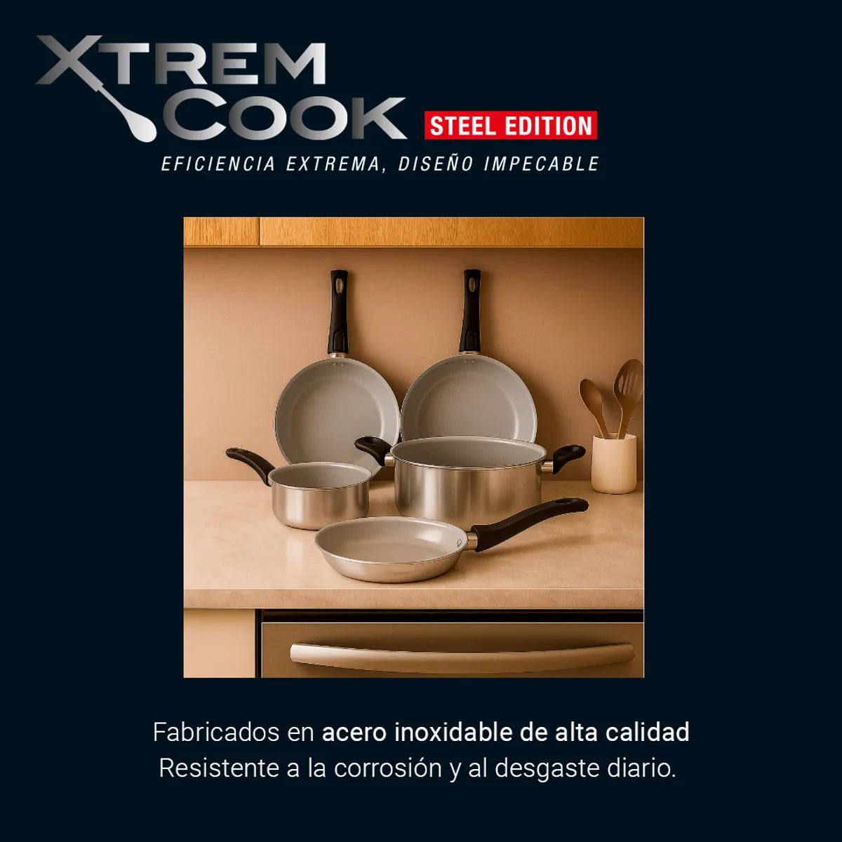 Xtrem Cook™ Steel Edition – Batería de Cocina Profesional (6 Piezas)