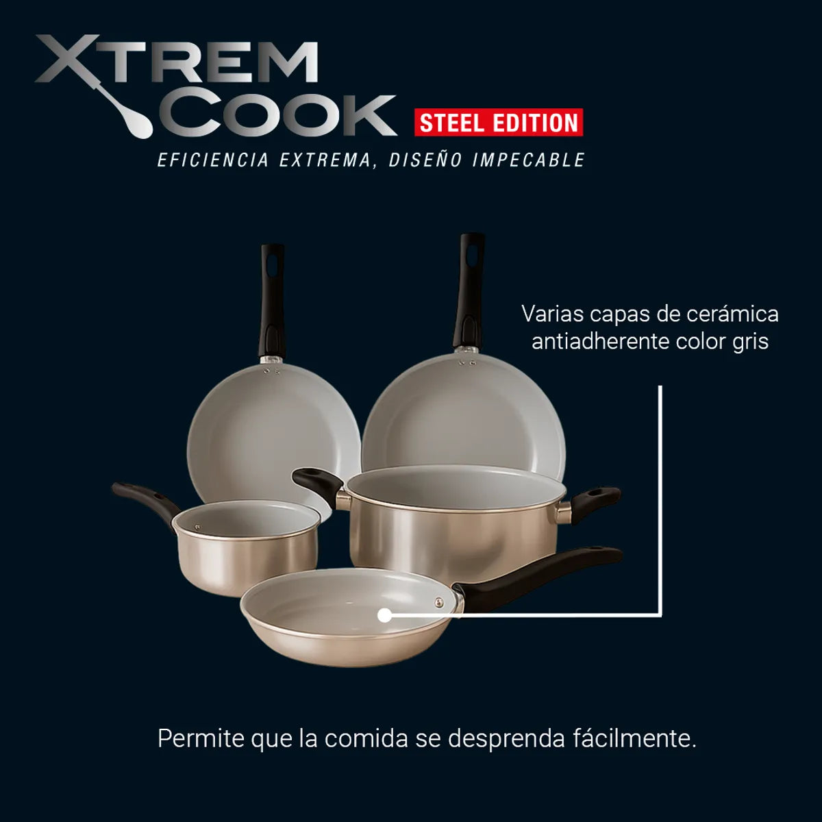 Xtrem Cook™ Steel Edition – Batería de Cocina Profesional (6 Piezas)