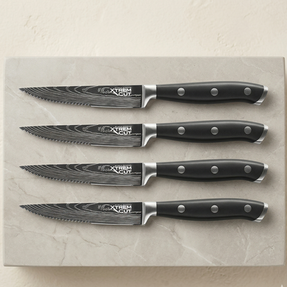 Xtrem Cut™ Steak Series – Set de Cuchillos Parrilleros de Precisión (4 Pcs)