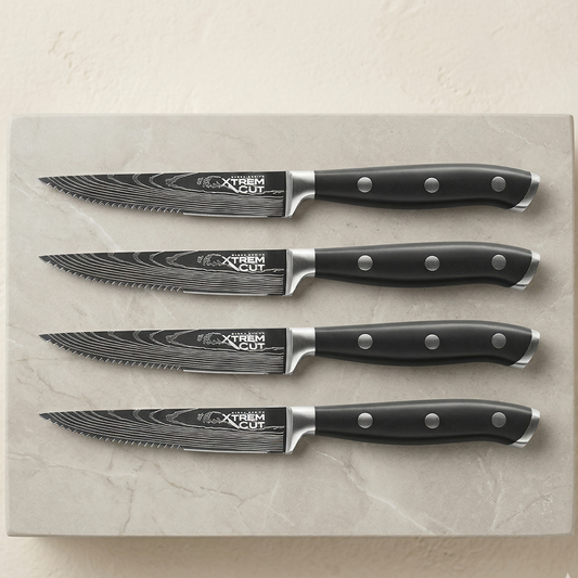 Xtrem Cut™ Steak Series – Set de Cuchillos Parrilleros de Precisión (4 Pcs)