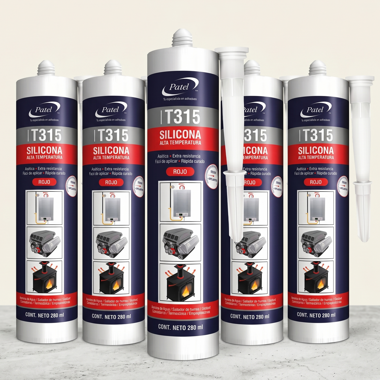 Silicona Alta Temperatura 280ml - Venta por Caja (6-12-24 Unidades)